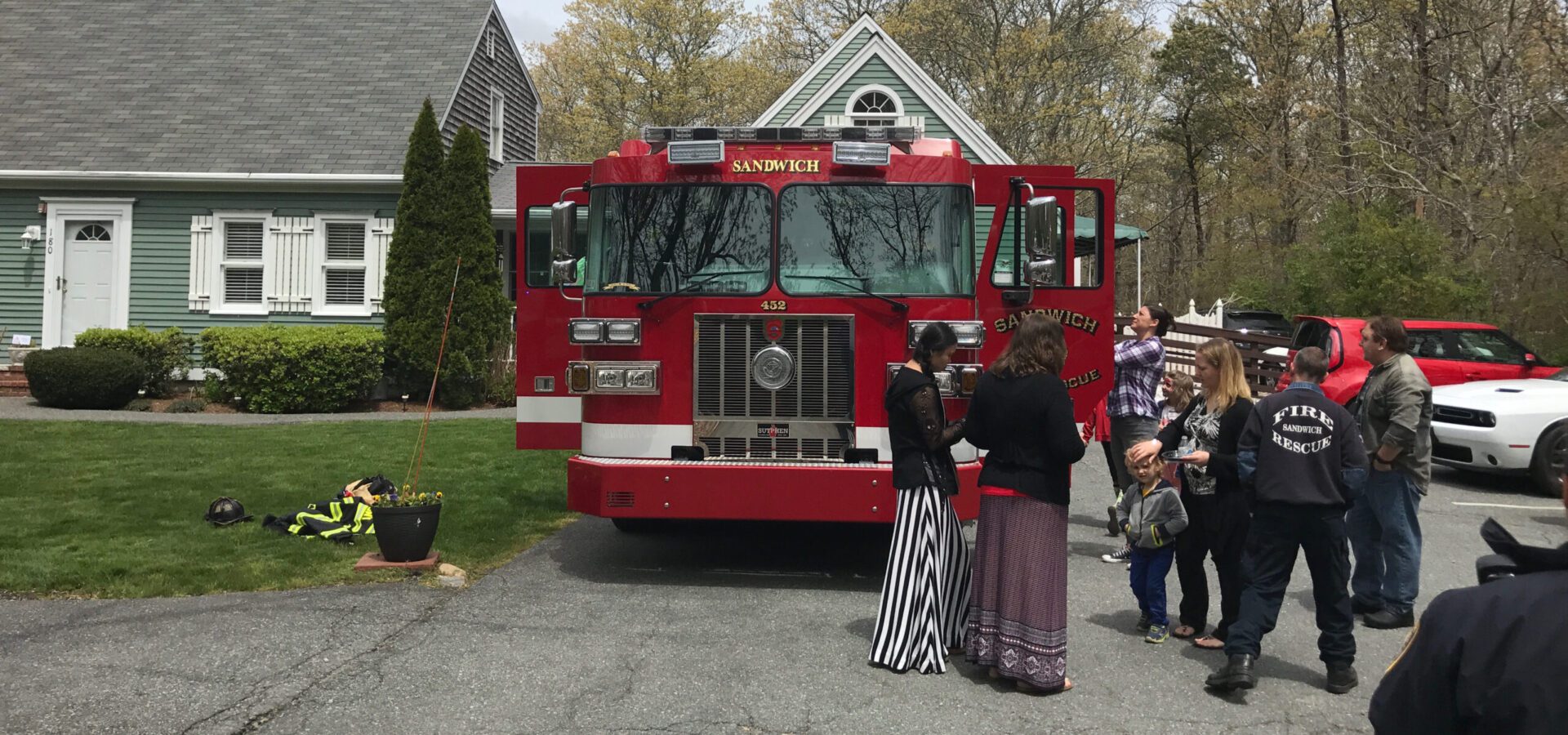 Sandwich Fire Department Fire Engine with Citizens
